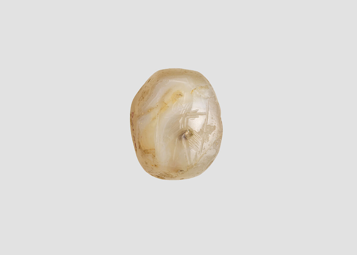 Stamp seal, Chalcedony, milky, Sasanian