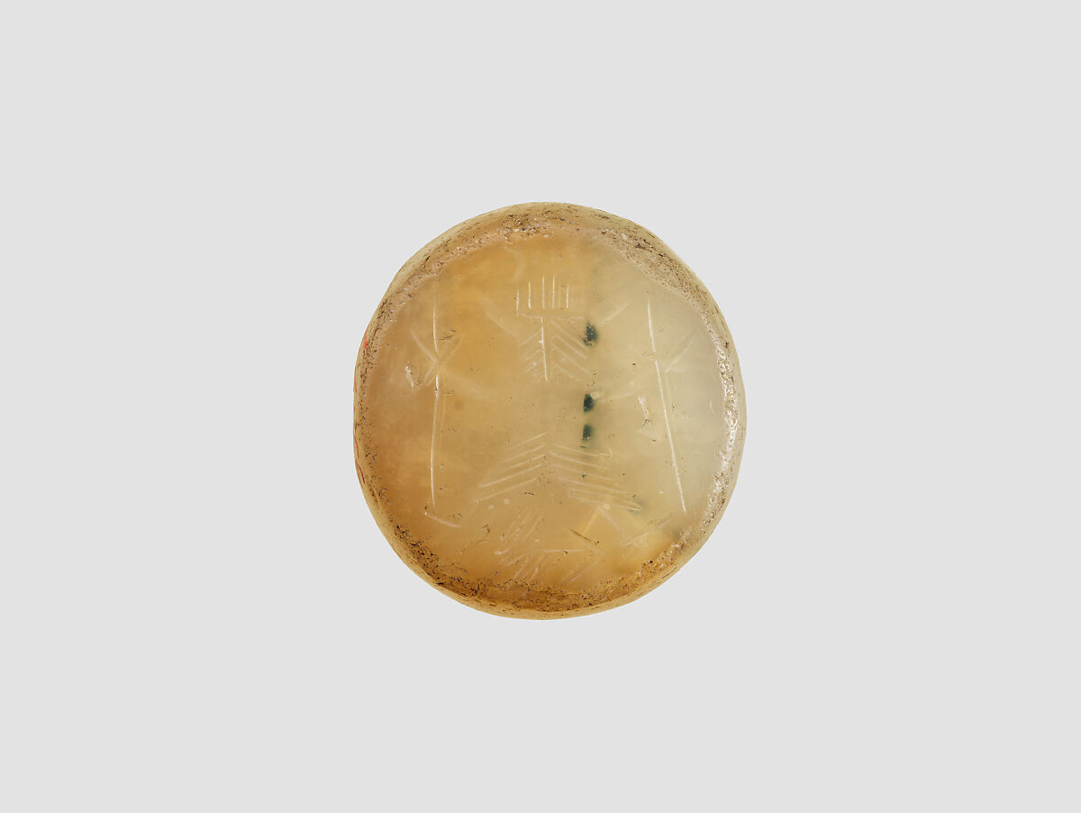Stamp seal, Chalcedony, milky, Sasanian