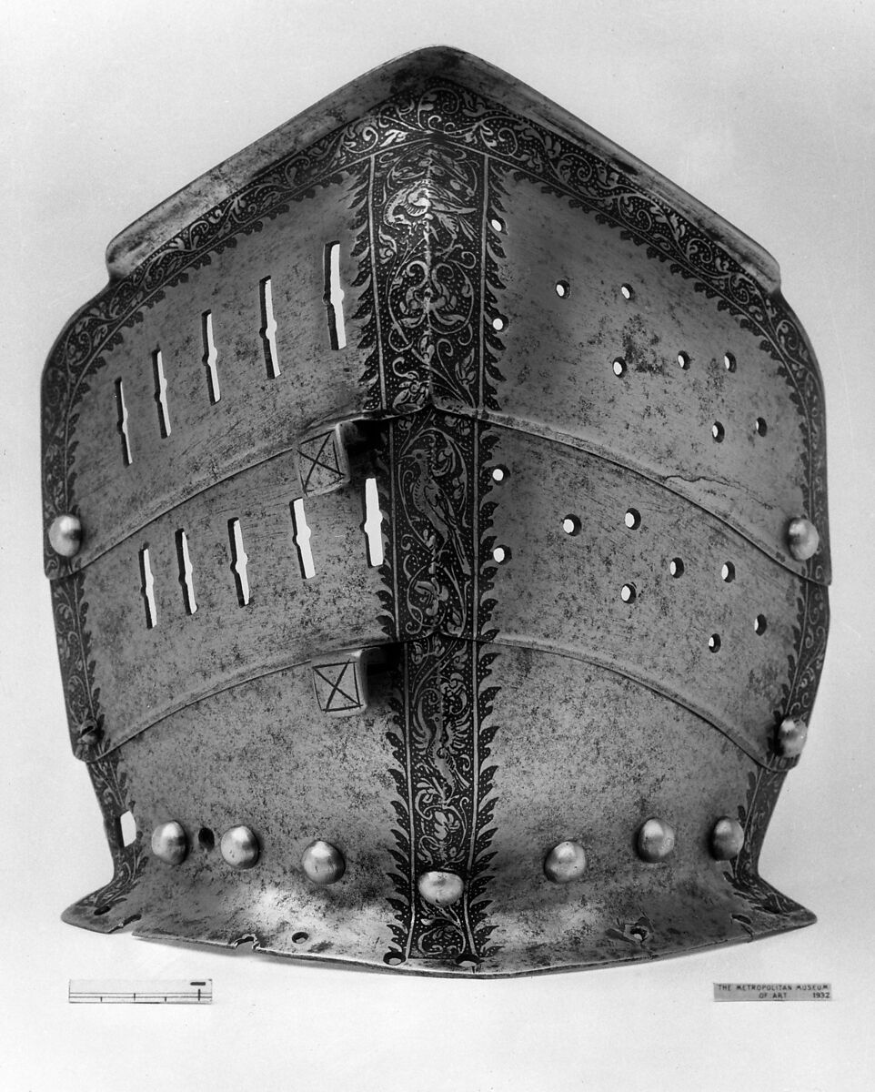 Falling Buffe for a Helmet, Attributed to Wolfgang Grosschedel (German, Landshut, active ca. 1517–62), Steel, German, Landshut 