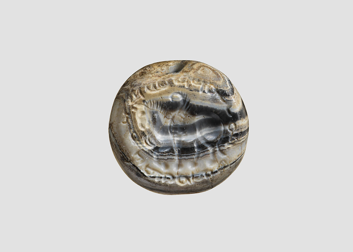 Stamp seal, Calcite, gray, Sasanian