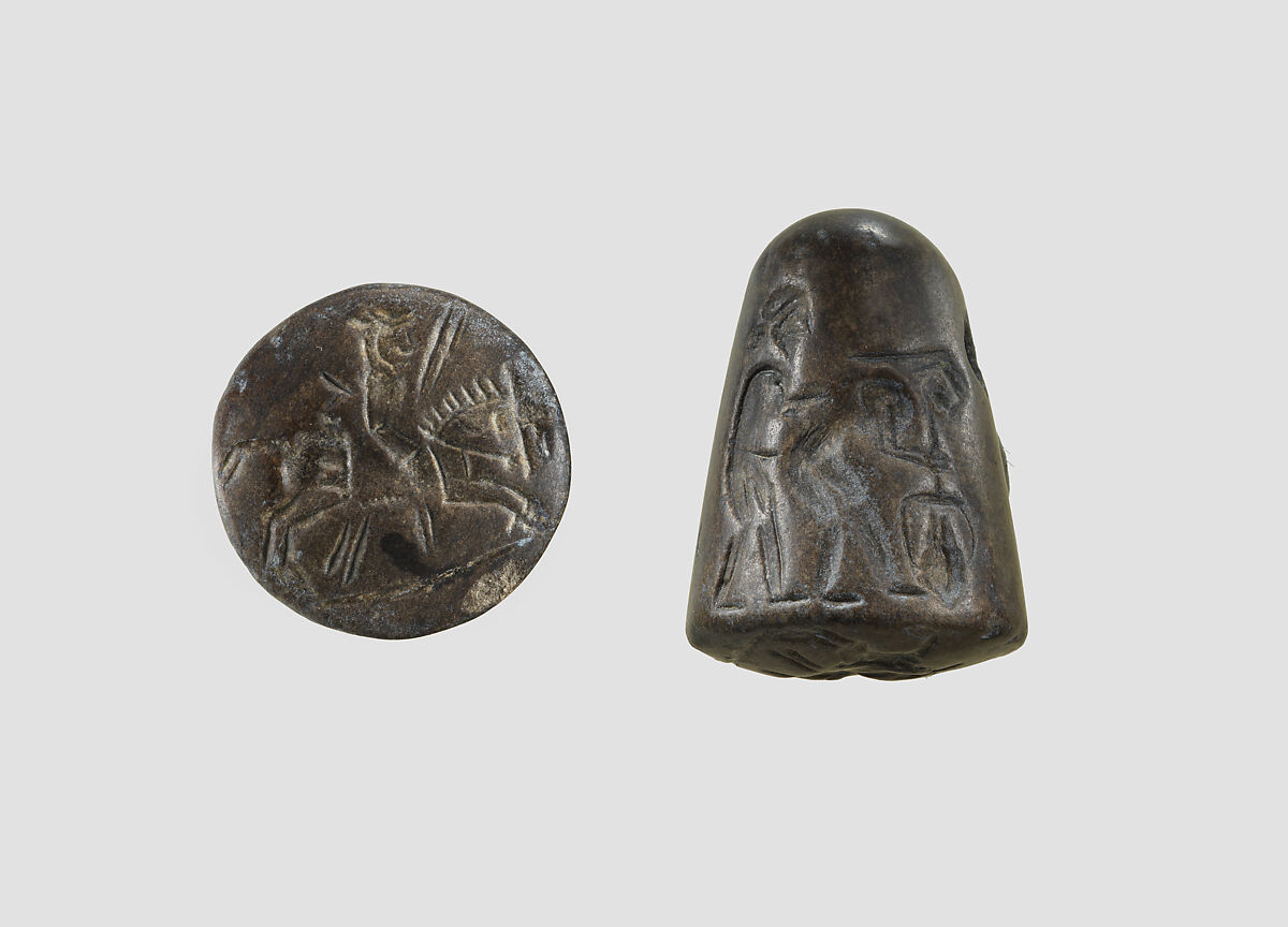 Stamp seal, Limestone, brown, Parthian