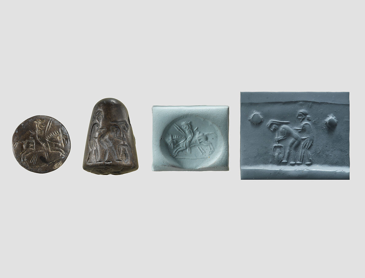 Stamp seal, Limestone, brown, Parthian