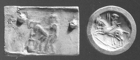 Stamp seal, Limestone, brown, Parthian