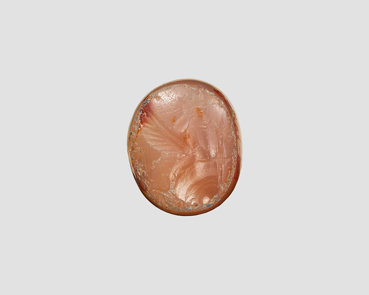 Stamp seal, Chalcedony, yellow, Achaemenid