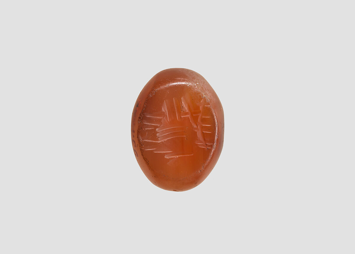 Stamp seal, Chalcedony, brown, Sasanian