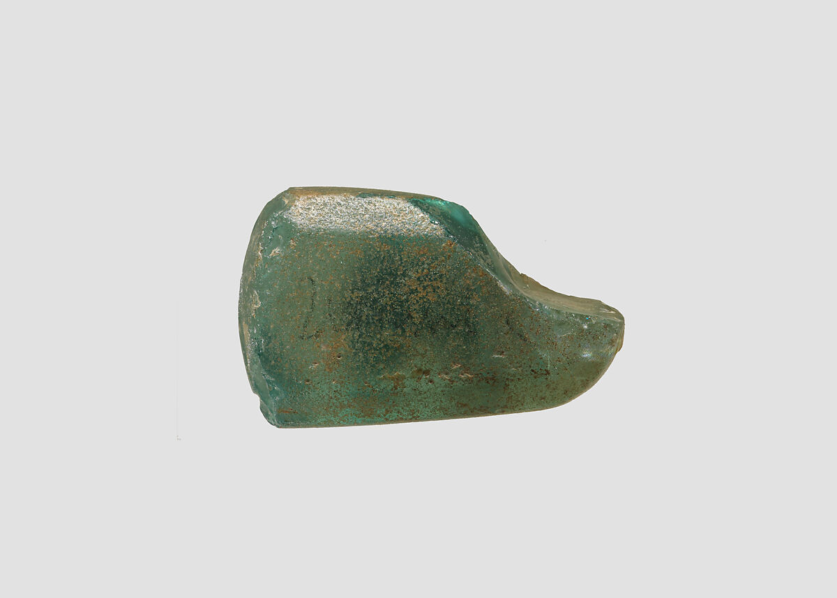 Stamp seal (octagonal pyramid) with divine being, Blue-green Glass, Assyro-Babylonian