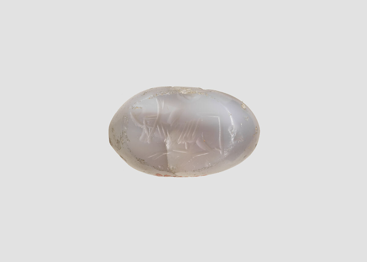 Stamp seal, Chalcedony, milky, Sasanian