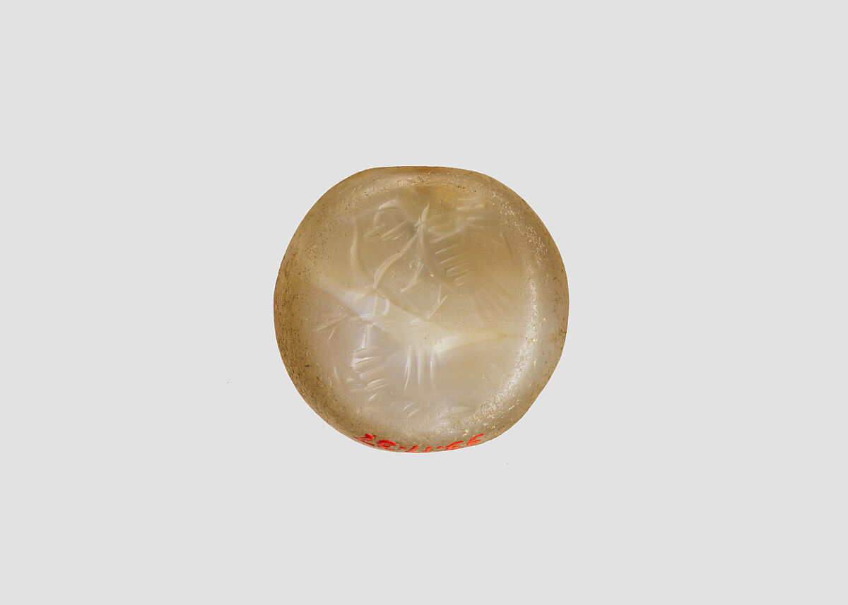 Stamp seal, Chalcedony, white, Sasanian