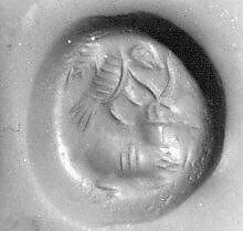 Stamp seal, Chalcedony, white, Sasanian 