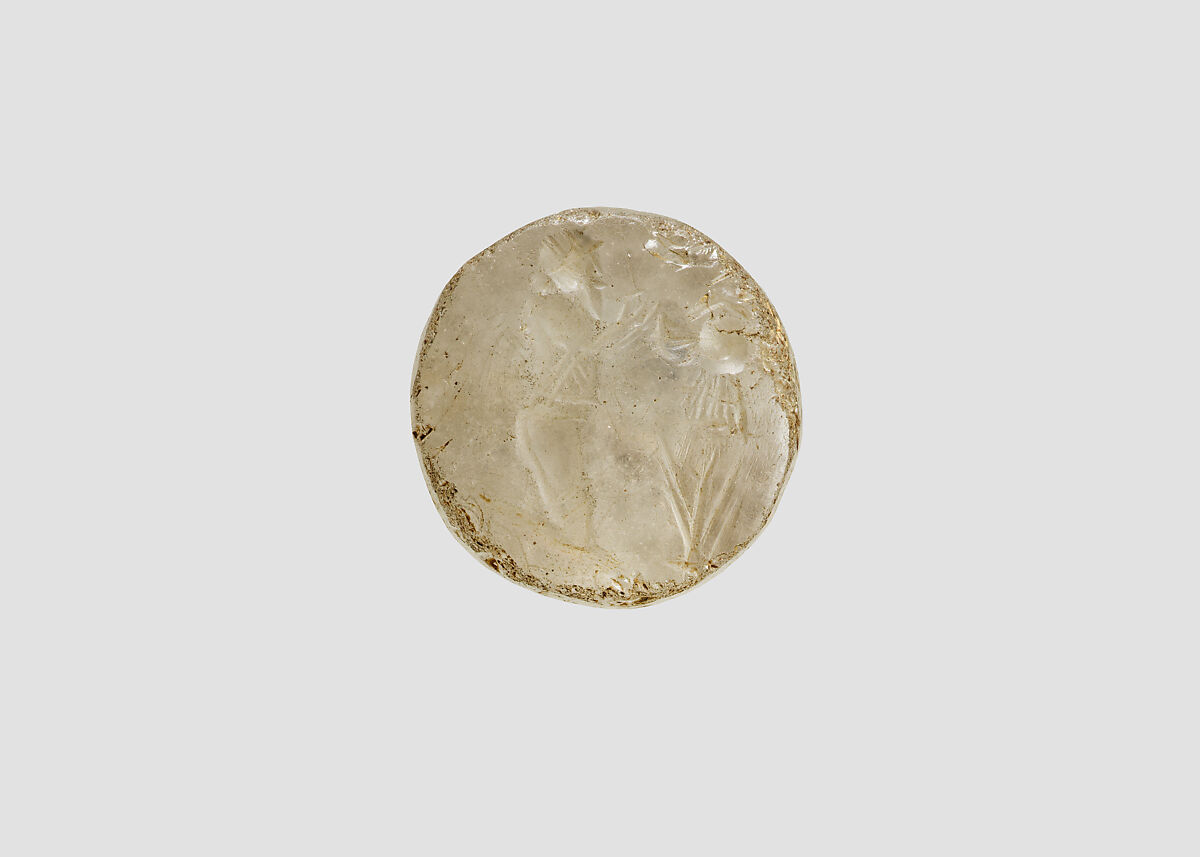 Conoid seal, Rock Crystal (Macrocrystalline Quartz), Stamp seal (conoid) with cultic scene