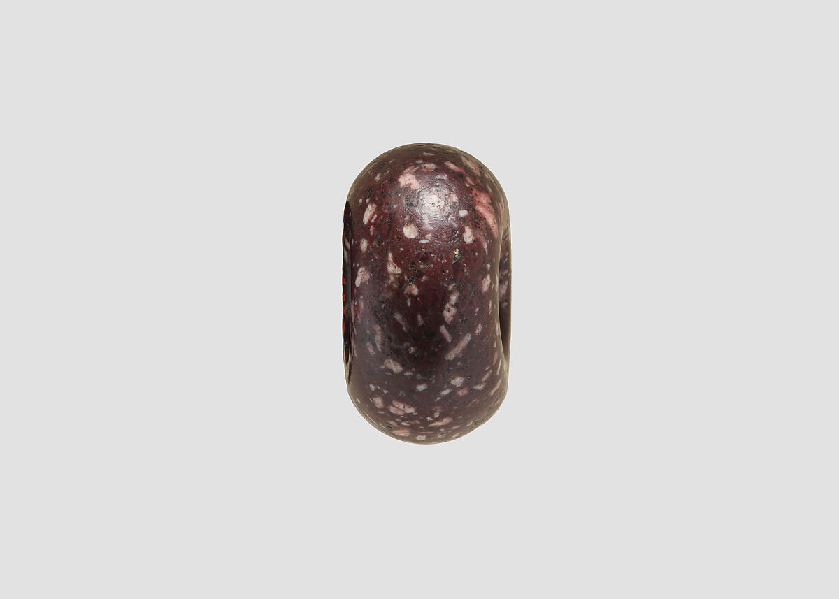 Stamp seal, Marble, purple-red with pink spots, Sasanian