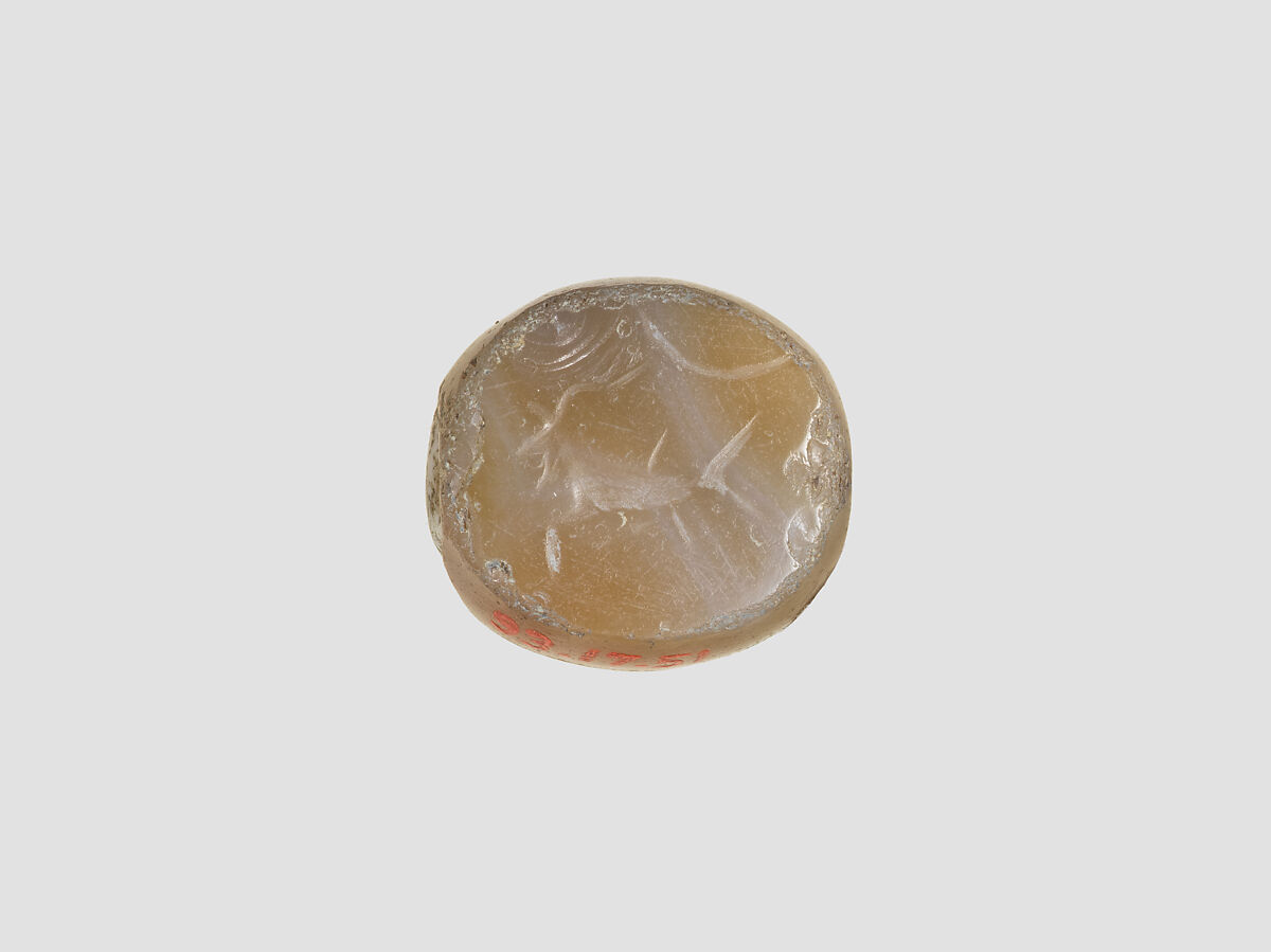 Stamp seal, Agate, banded, Achaemenid