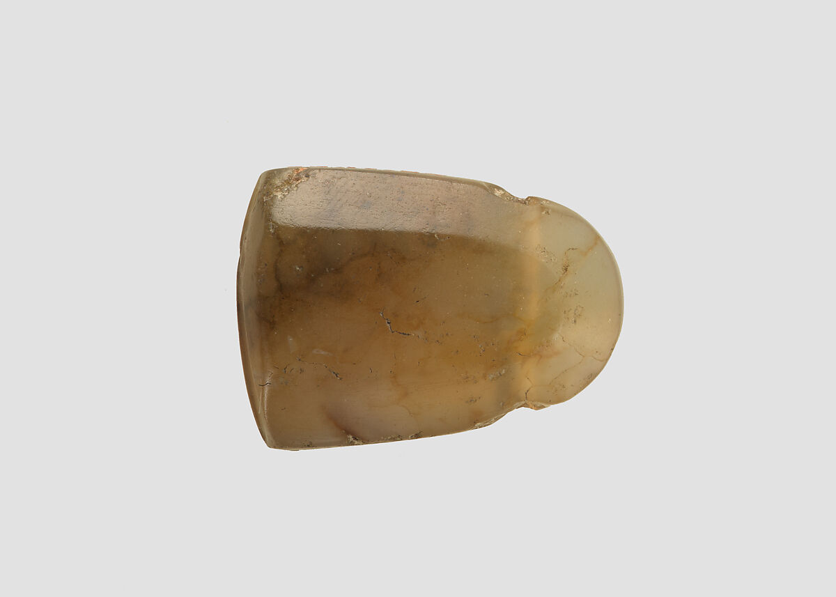 Stamp seal (octagonal pyramid) with cultic scene, Veined and flawed neutral Chalcedony (Quartz), Assyro-Babylonian