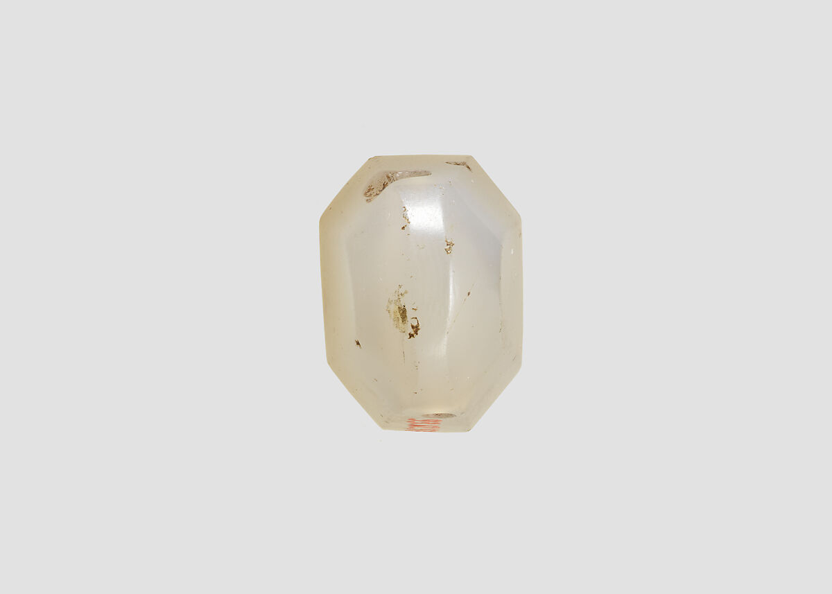 Stamp seal (octagonal pyramid) with cultic scene, Neutral Chalcedony (Quartz), Assyro-Babylonian