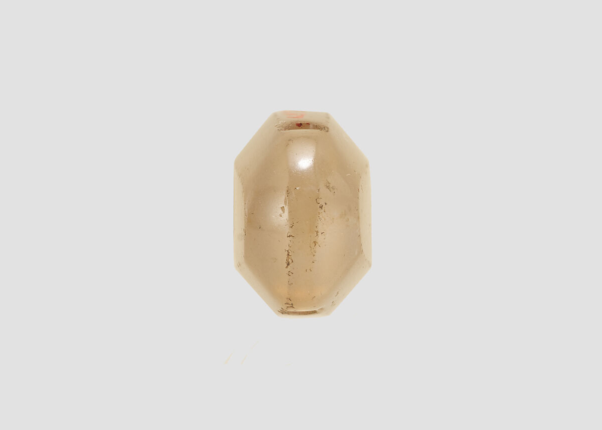 Stamp seal (octagonal pyramid) with cultic scene, Flawed neutral Chalcedony (Quartz), Assyro-Babylonian