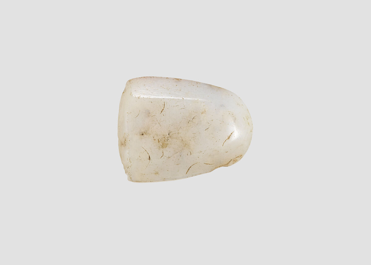 Stamp seal (octagonal pyramid) with cultic scene, White Chalcedony (Quartz), Assyro-Babylonian