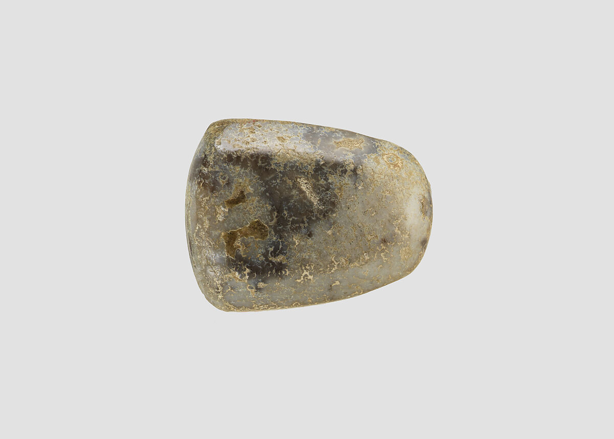 Stamp seal (octagonal pyramid) with cultic scene, Variegated neutral Chalcedony (Quartz), Assyro-Babylonian