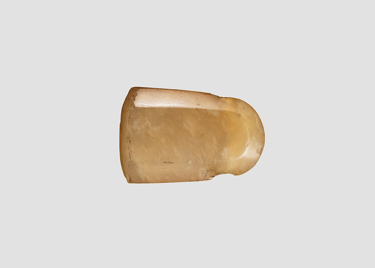 Stamp seal (octagonal pyramid) with cultic scene, Flawed neutral Chalcedony (Quartz), Assyro-Babylonian