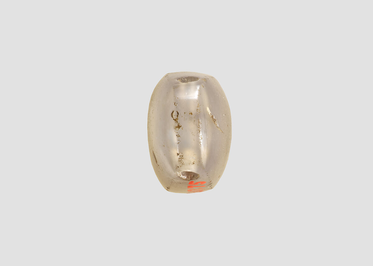 Stamp seal (oval conoid) with cultic scene, Flawed neutral Chalcedony (Quartz), Assyro-Babylonian