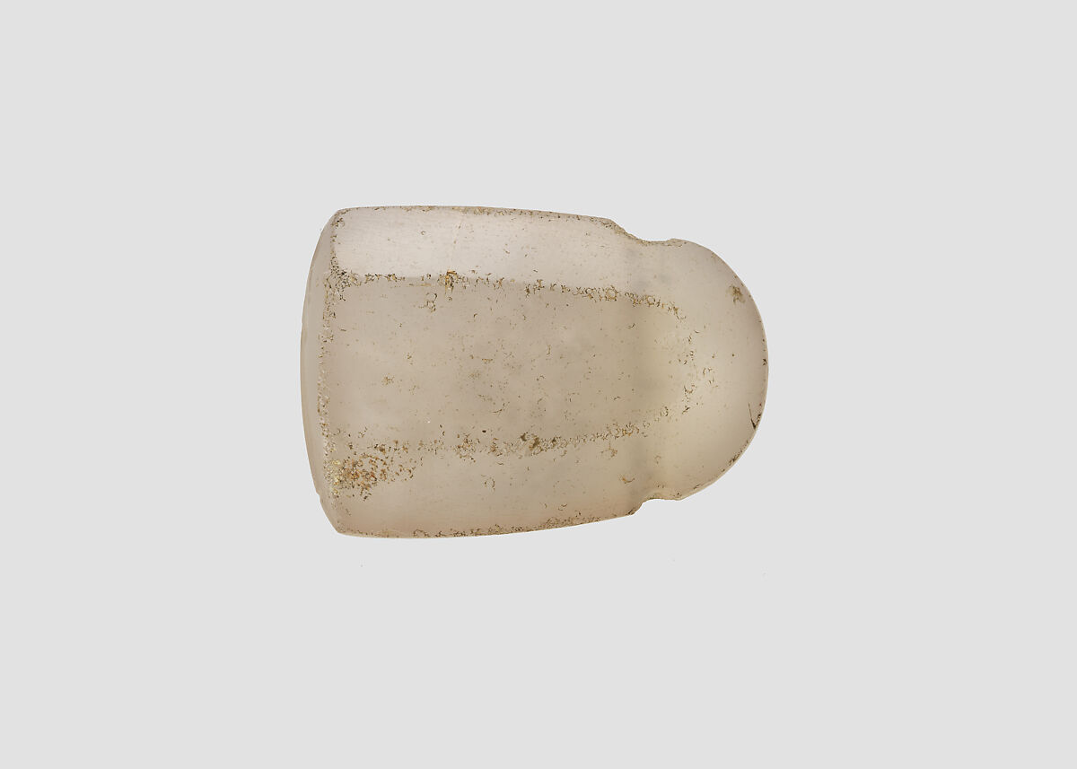 Stamp seal (octagonal pyramid) with cultic scene, Flawed neutral Chalcedony (Quartz), Assyro-Babylonian