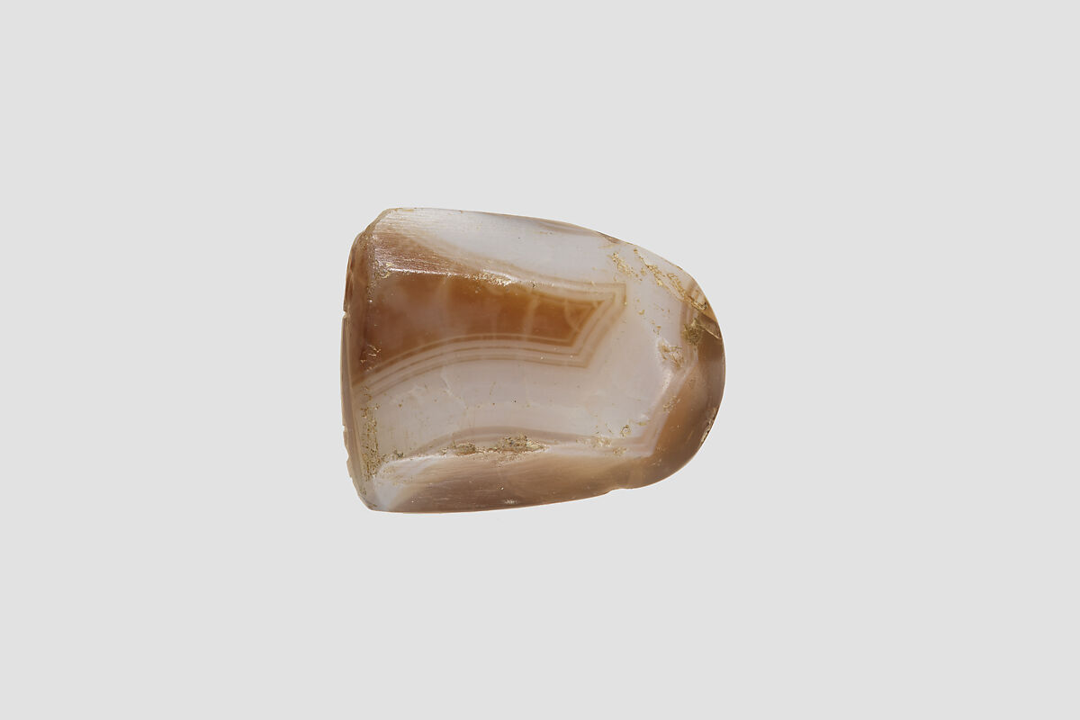 Stamp seal (octagonal pyramid) with cultic scene, Brown and white Agate (Quartz), Assyro-Babylonian
