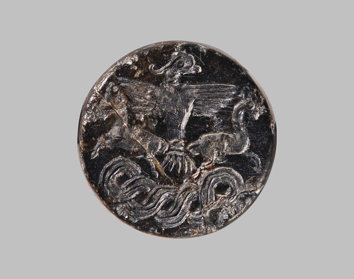 Stamp seal with a knob handle bird of prey with two horned