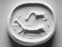 Stamp seal (ovoid) with animals, Steatite, black, Syro-Anatolian 