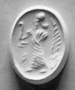 Stamp seal (scaraboid) with cultic scene, Black Limestone, Syro-Levantine 