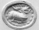 Stamp seal, Chalcedony, brown, Sasanian 