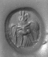 Stamp seal, Chalcedony, gray, Sasanian 