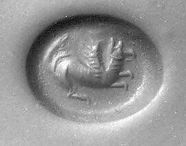 Stamp seal, Chalcedony, milky, Sasanian 