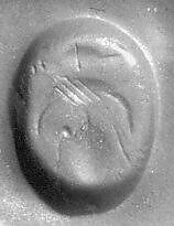 Stamp seal, Chalcedony, brown, Sasanian 