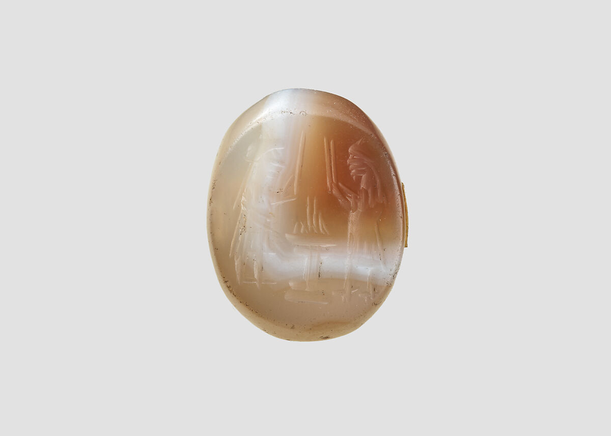 Stamp seal, Agate, banded, Sasanian