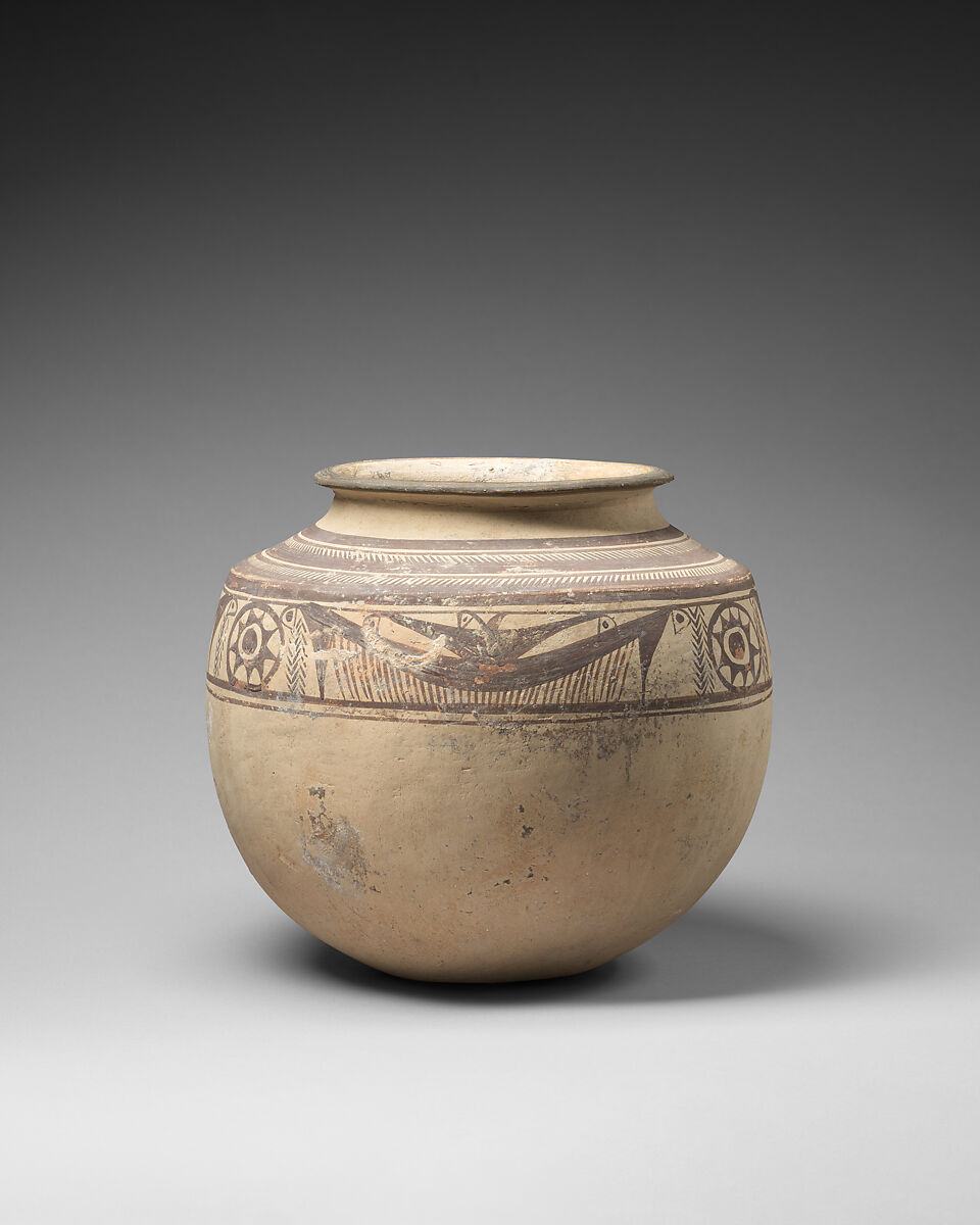 Jar with a frieze of stylized animals, Ceramic, paint