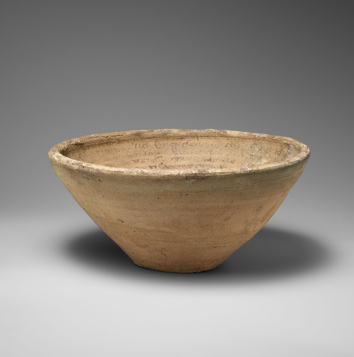 Incantation bowl with Mandaic inscription, Ceramic, Sasanian