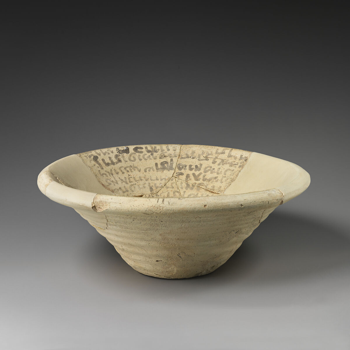 Incantation bowl with Aramaic inscription, Ceramic, Sasanian