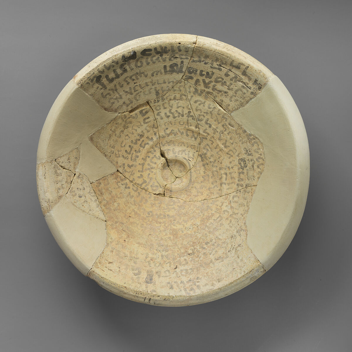 Incantation bowl with Aramaic inscription, Ceramic, Sasanian 
