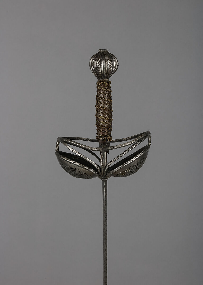 Cup-Hilted Rapier, Steel, brass, possibly Flemish