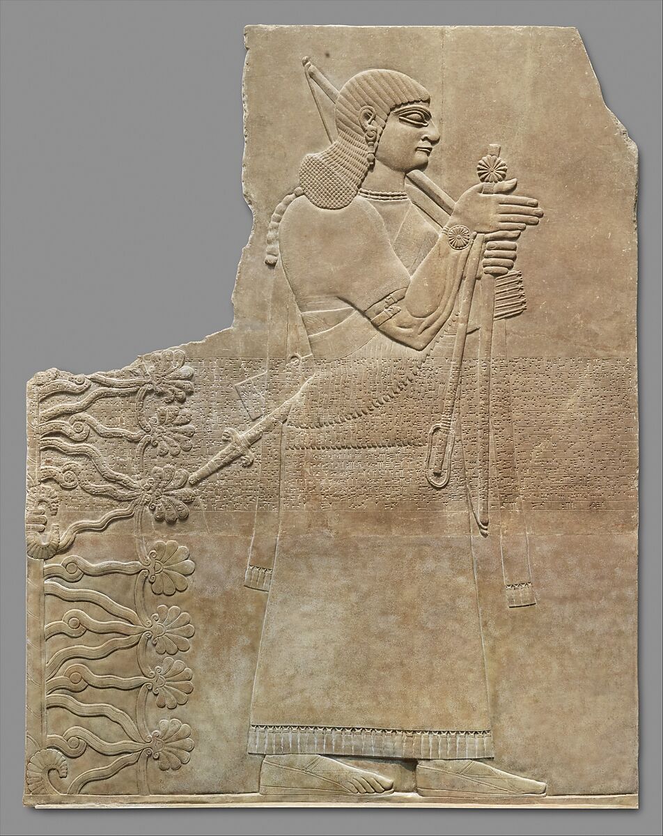 Relief panel, Gypsum alabaster, Assyrian