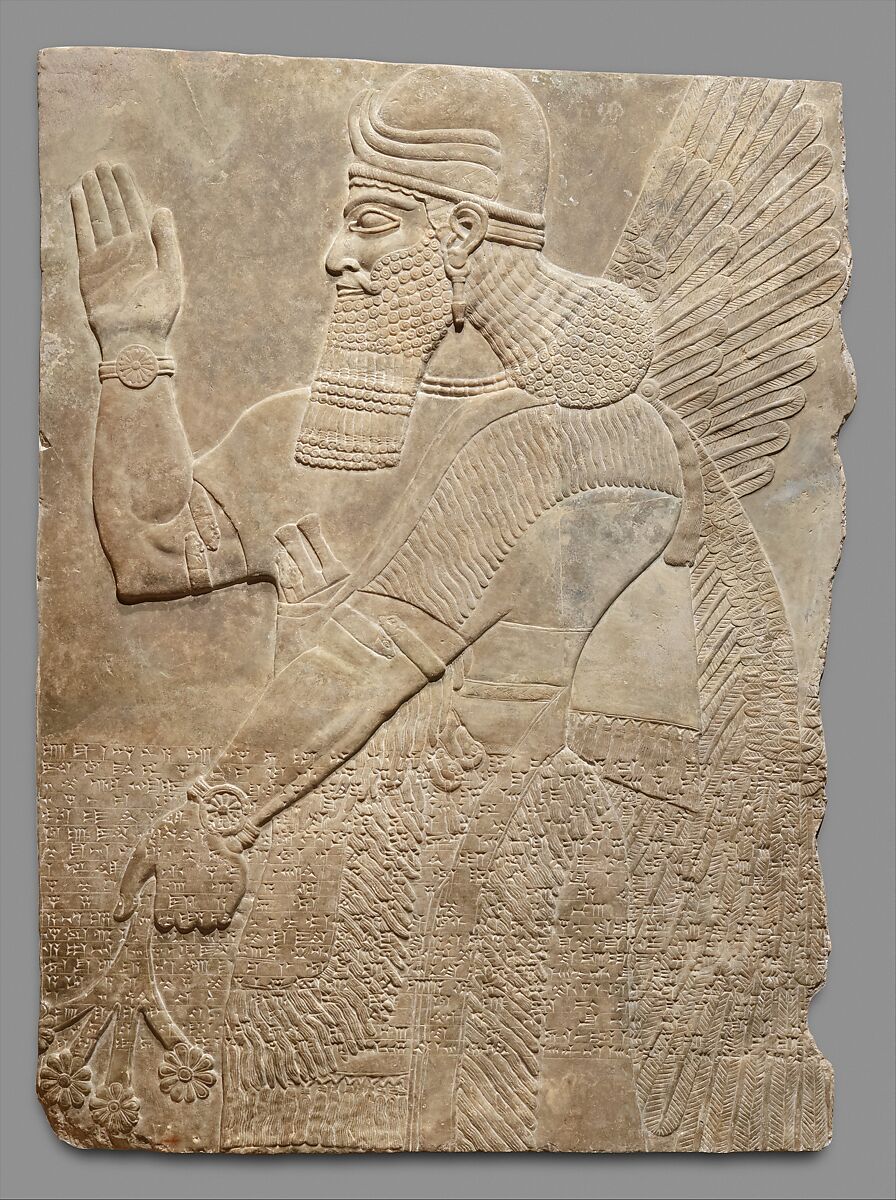 Relief panel, Gypsum alabaster, Assyrian 