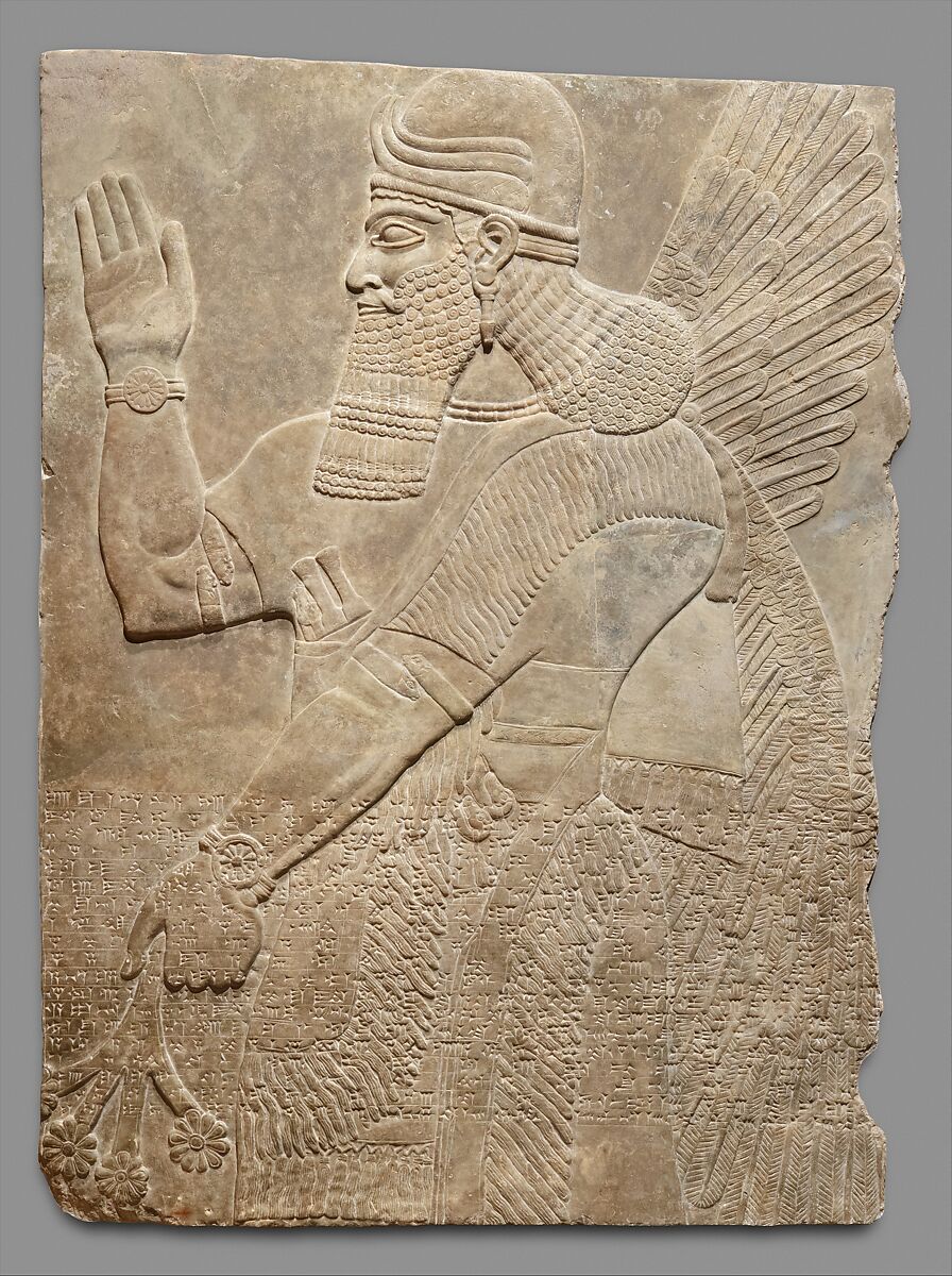 Relief panel, Gypsum alabaster, Assyrian