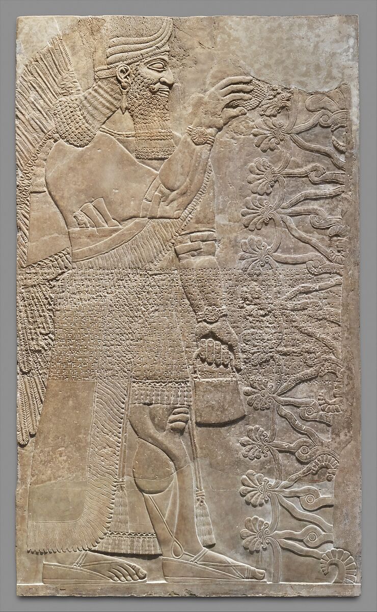 Relief panel, Gypsum alabaster, Assyrian