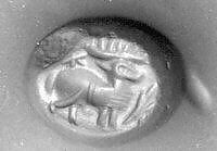 Stamp seal, Onyx, sardonyx, Sasanian 