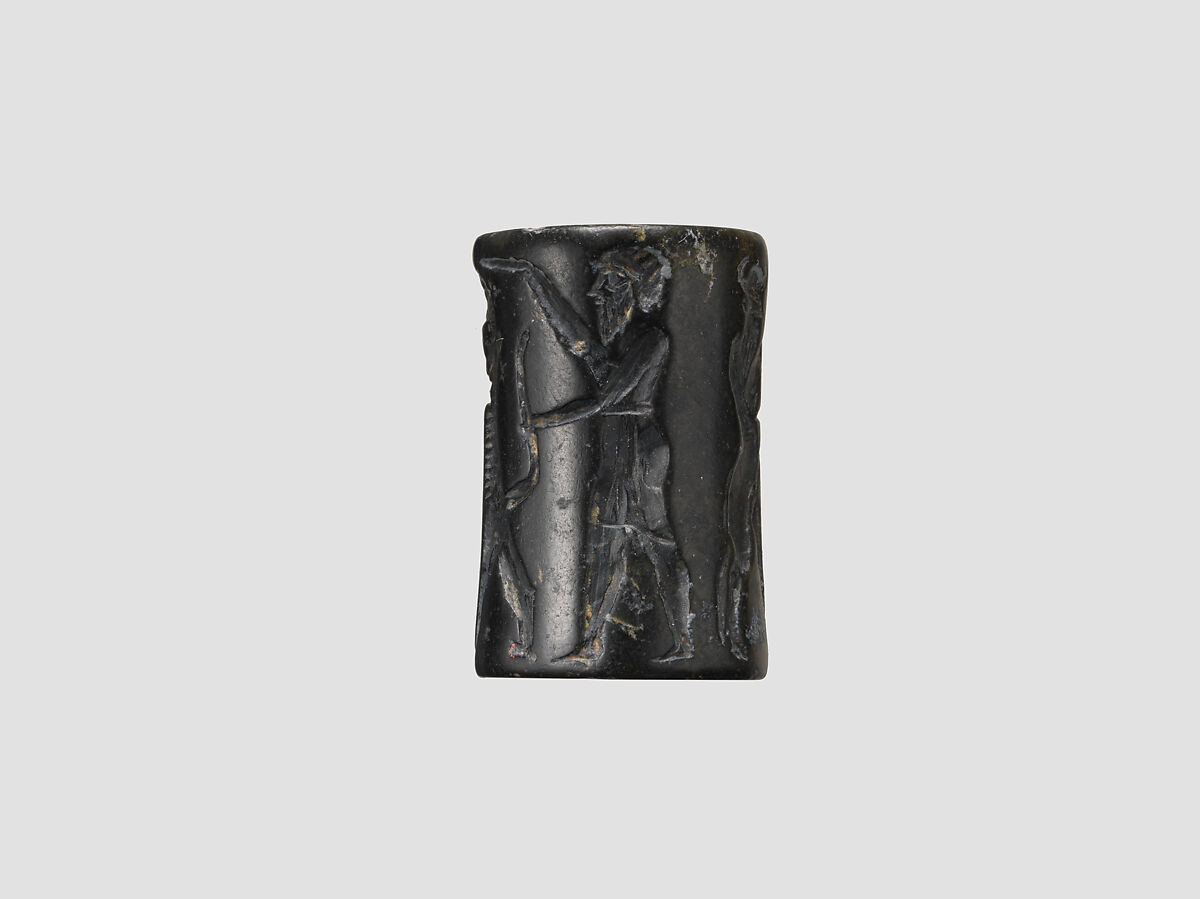Cylinder seal, Serpentine, black, Akkadian