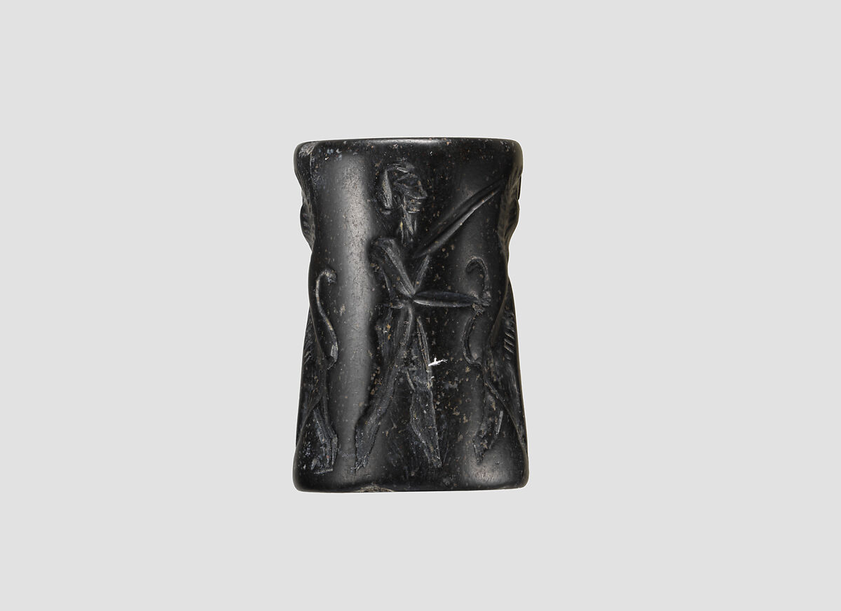 Cylinder seal, Serpentine, black, Akkadian