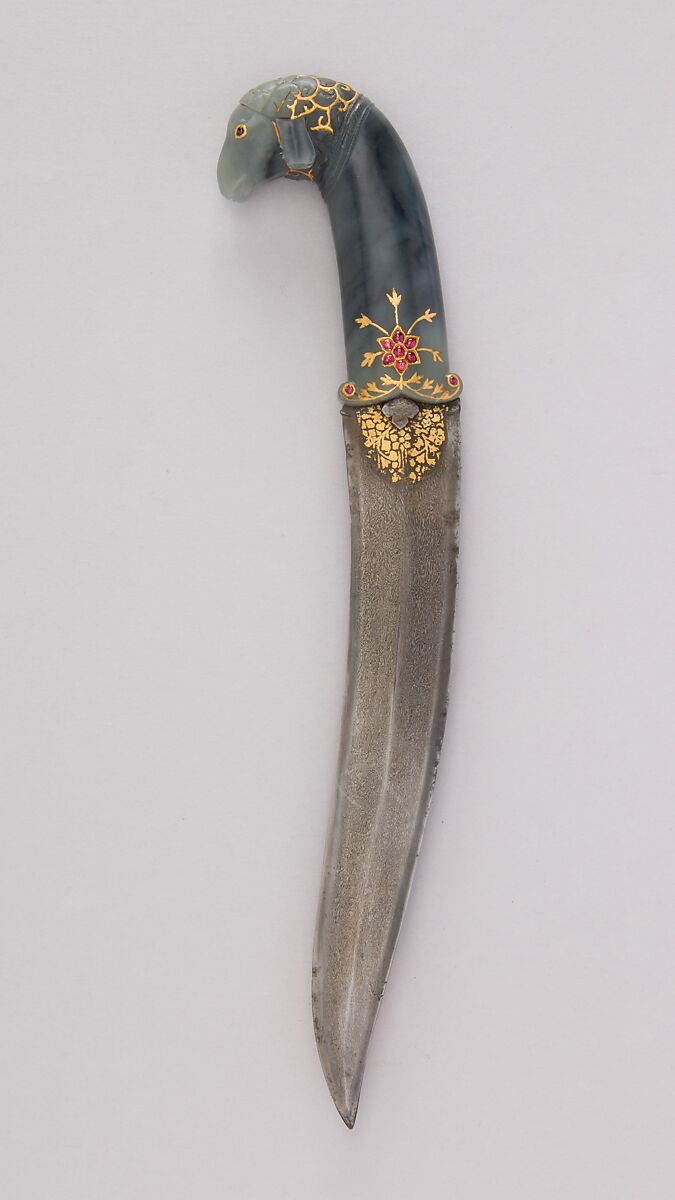 Dagger, Steel, jade, ruby, gold, Indian, Mughal 