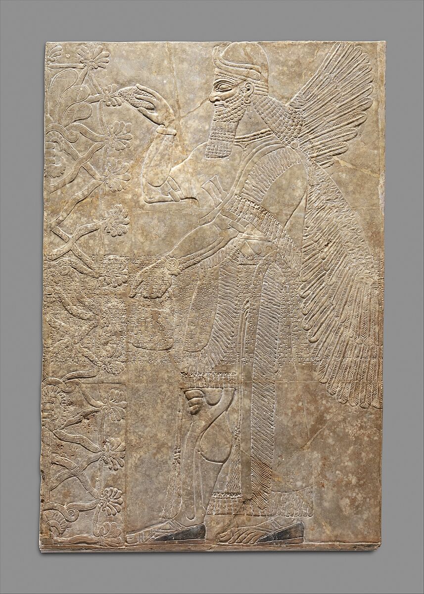 Relief panel, Gypsum alabaster, Assyrian