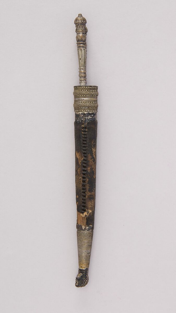 Knife and Fork with Sheath, Silver, leather, steel, Sri Lankan