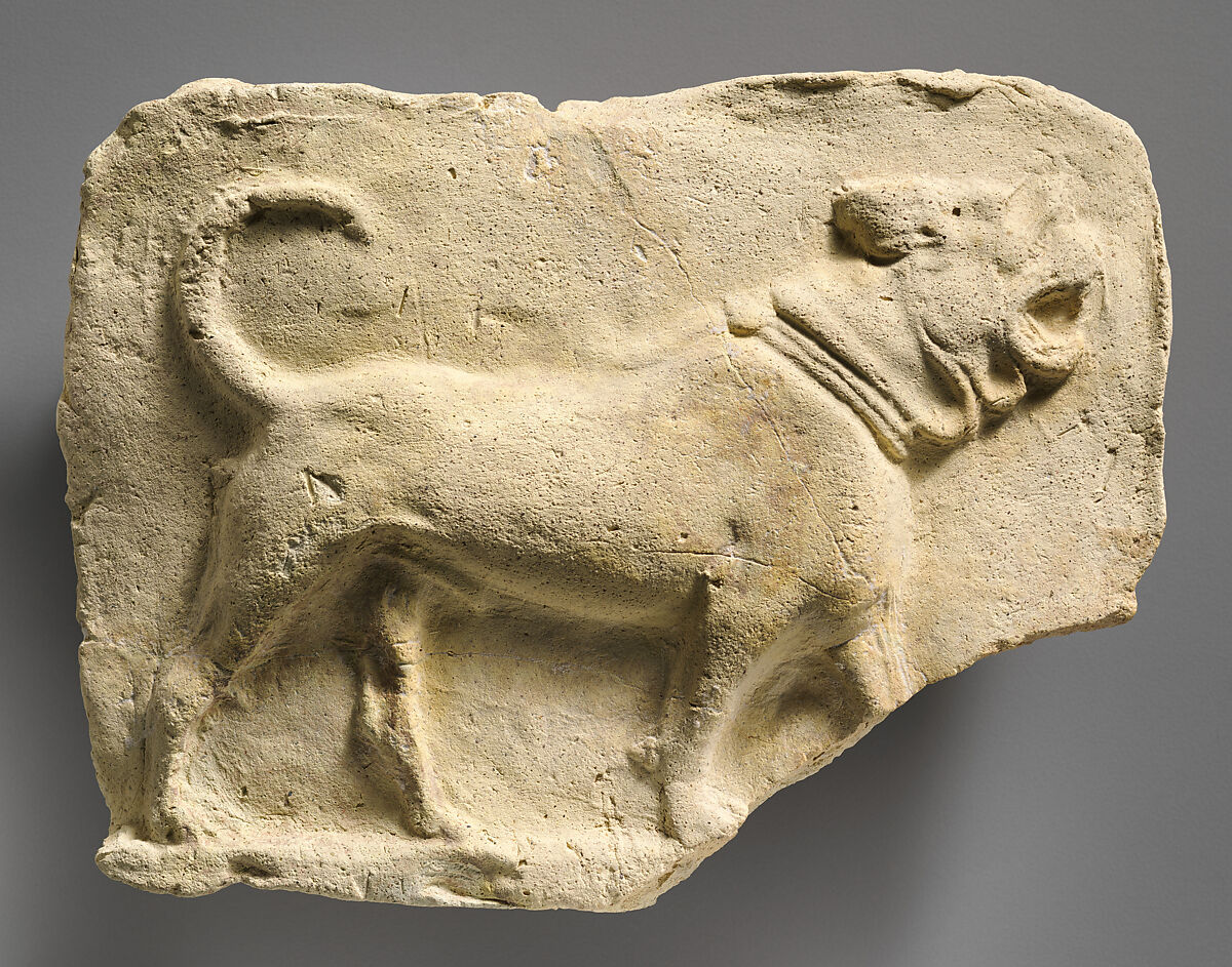 Molded plaque: mastiff, Ceramic, Babylonian 