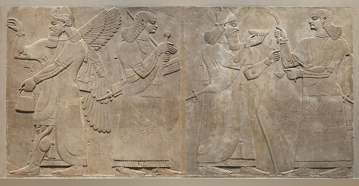 Relief panel, Gypsum alabaster, Assyrian